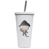 Da Oid Sinzer Grundfiguren Edelstahl Trinkbecher mit Strohhalm 480ml Weiss Krottenkopf Front